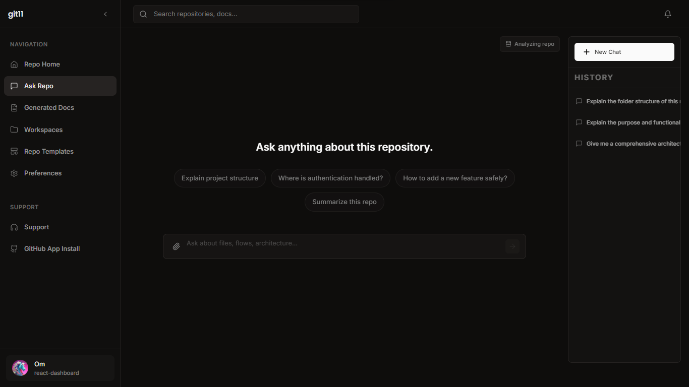 git11 repository intelligence dashboard